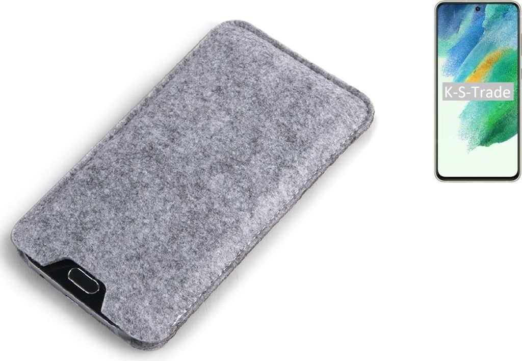 K-S-Trade Filz Handyhülle kompatibel mit Samsung Galaxy S21 FE Exynos Schutzhülle Filztasche Filz Tasche Case Sleeve Handy Hülle Filzhülle grau