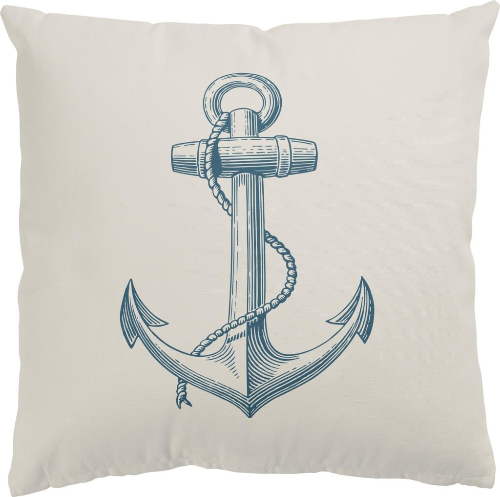 Dekokissen Strand drinnen / Indoor Zierkissen Canvas waschbar Design beige Maritim Sofakissen mit Füllung