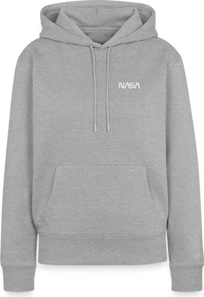 Spreadshirt Nasa Logo Klein Weiß Stick Damen Premium Hoodie, S, Grau meliert