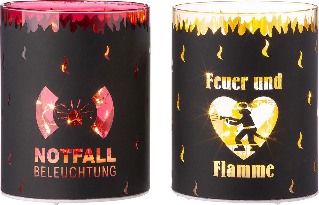 Gilde Glas LED-Leuchter "Feuerwehr" VE 4 so 42159