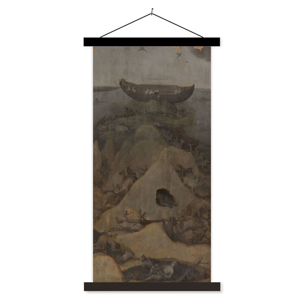 MuchoWow Textilposter Die Hölle und die Sintflut - Gemälde von Hieronymus Bosch 60x120 cm mit schwarzem Rahmen - Magnete