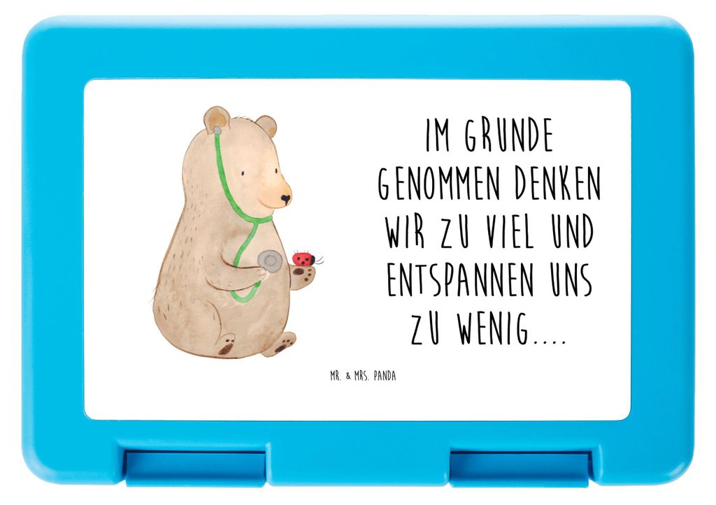 Mr. & Mrs. Panda Brotdose Bär Arzt - Weiß - Geschenk, Bentobox, Butterbrotdose, Doktor, Vesperbox, Snackbox, Teddy, Doktorin, Professor, Vorratsb...