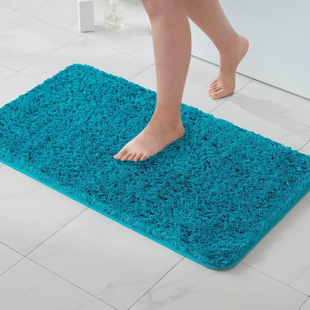 Tapis de salle de bain 70x120 cm Turquoise - Moelleux et Absorbant