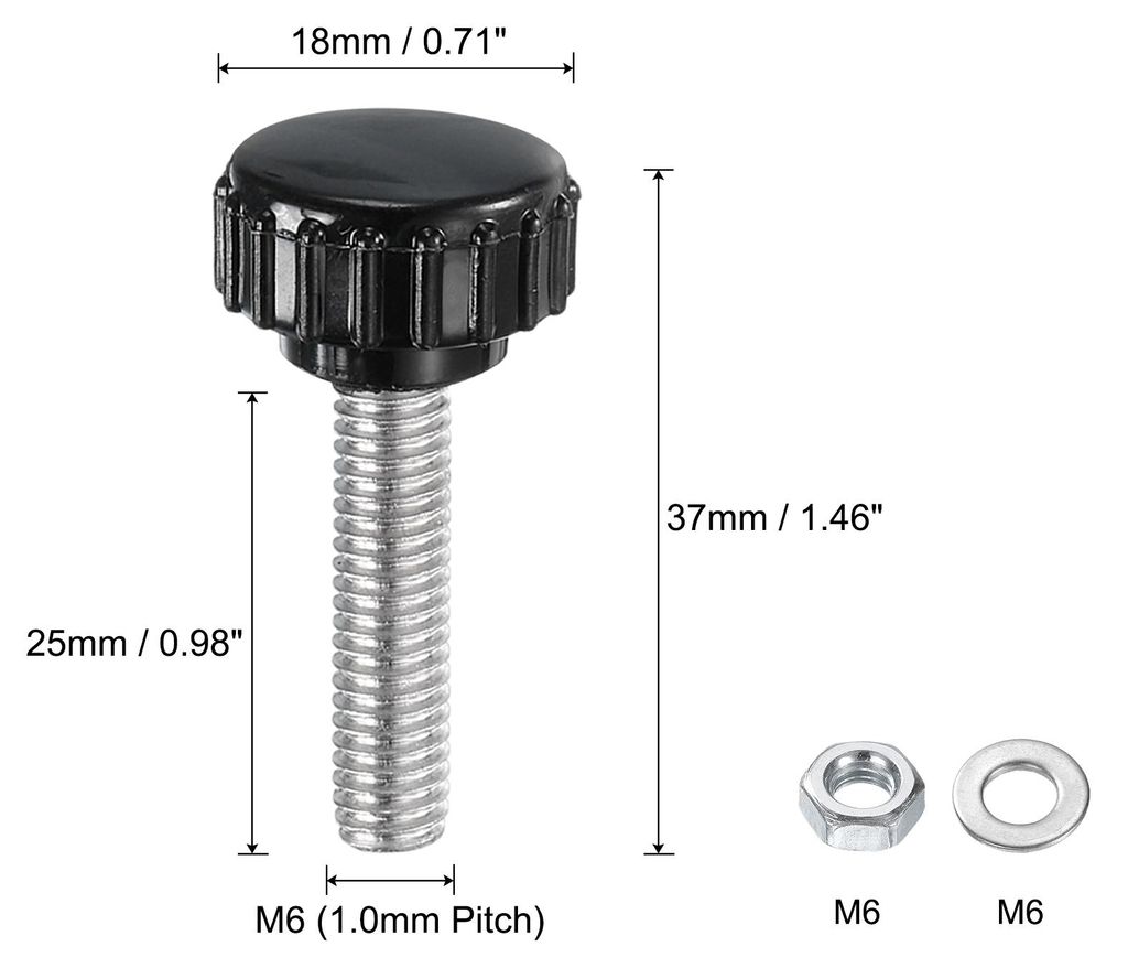 4 Stš¹ck R?ndelschraube mit Gewinde M6 x 25mm Rundkopfschraube mit Muttern Unterlegscheiben, Flš¹gelschrauben Edelstahl 304 Klemmhebel 18mm Kle...