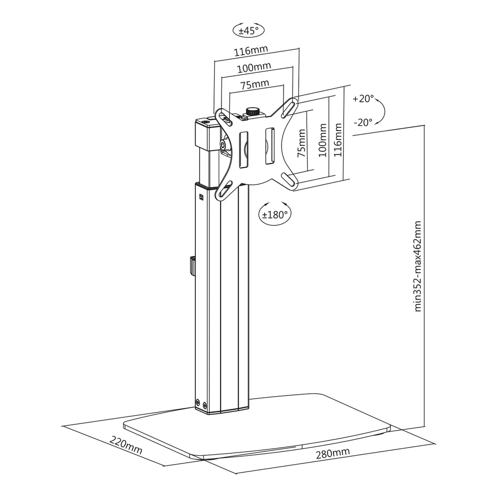Support de table ACT AC8331 pour écran PC, idéal pour gagner de la place - 6