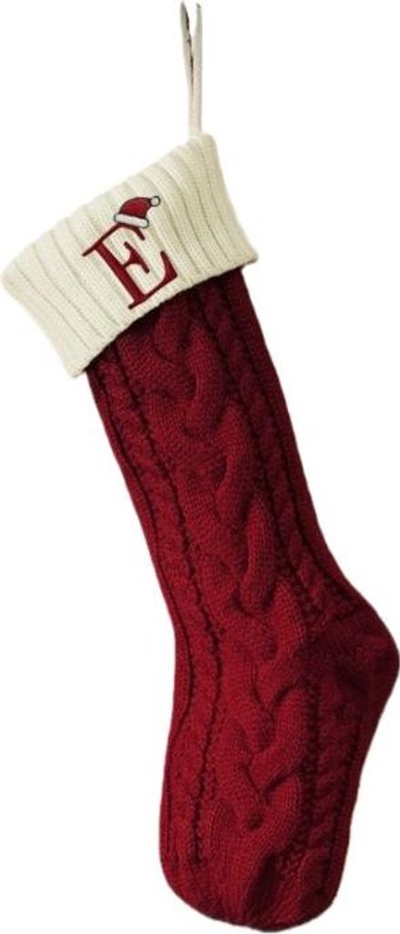 INF Bestickter Weihnachtsstrumpf mit Buchstaben E - Festliche Dekoration