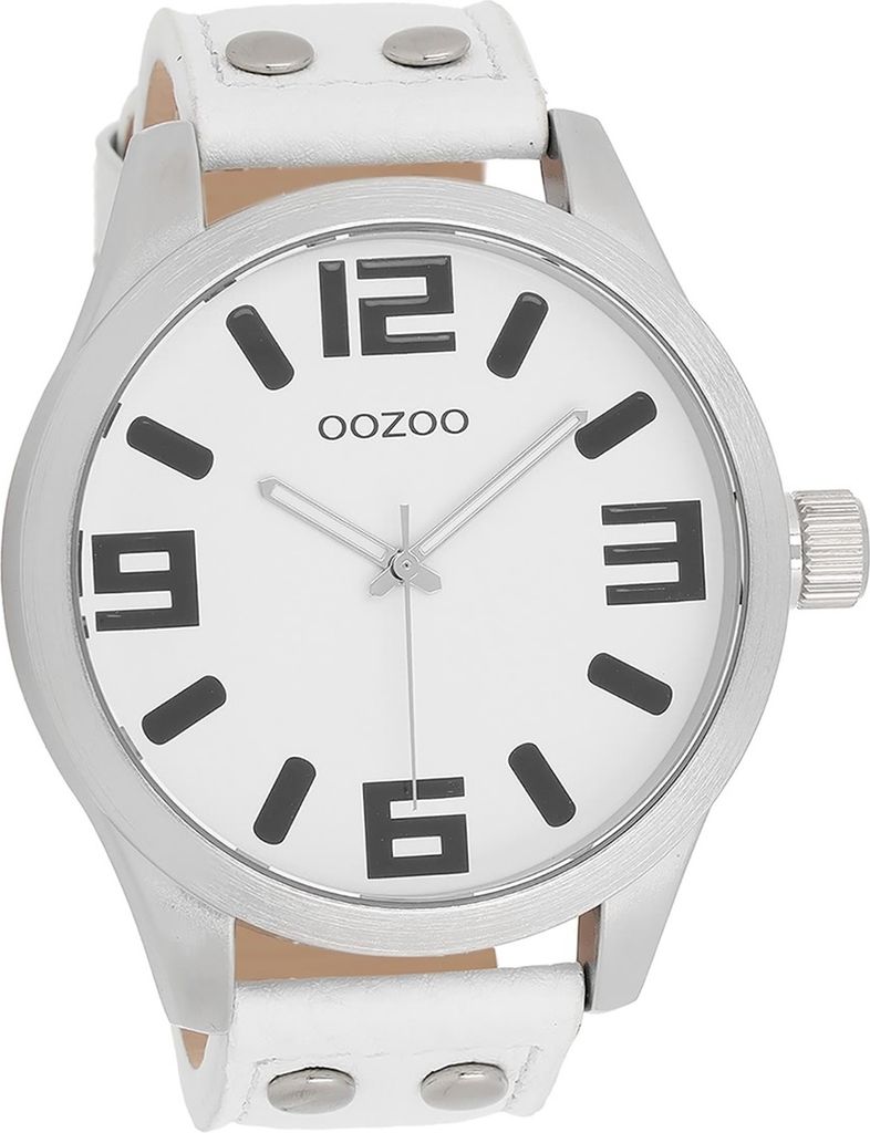 Oozoo Leder Damen-Herren Uhr Analog Quarzuhr Armband weiß Timepieces D2UOC1000A