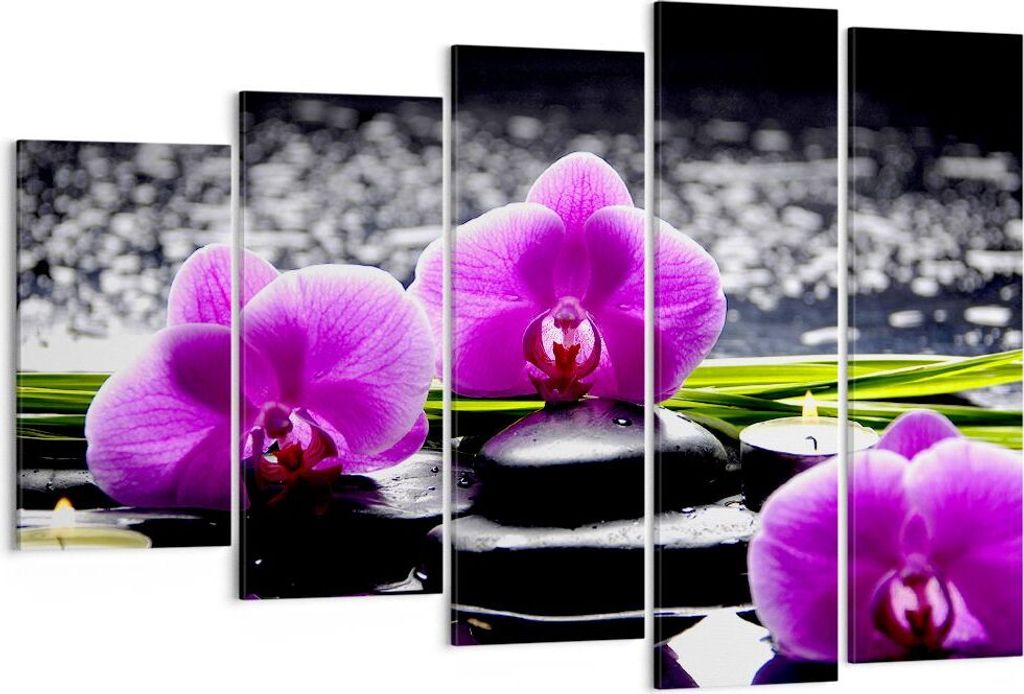 Bild auf Leinwand - Leinwandbild - Orchidee Natur Wasser Blume - 150x100cm - Wand Bild - Wanddeko - Leinwanddruck - Bilder - Kunstdruck - Wanddekor...
