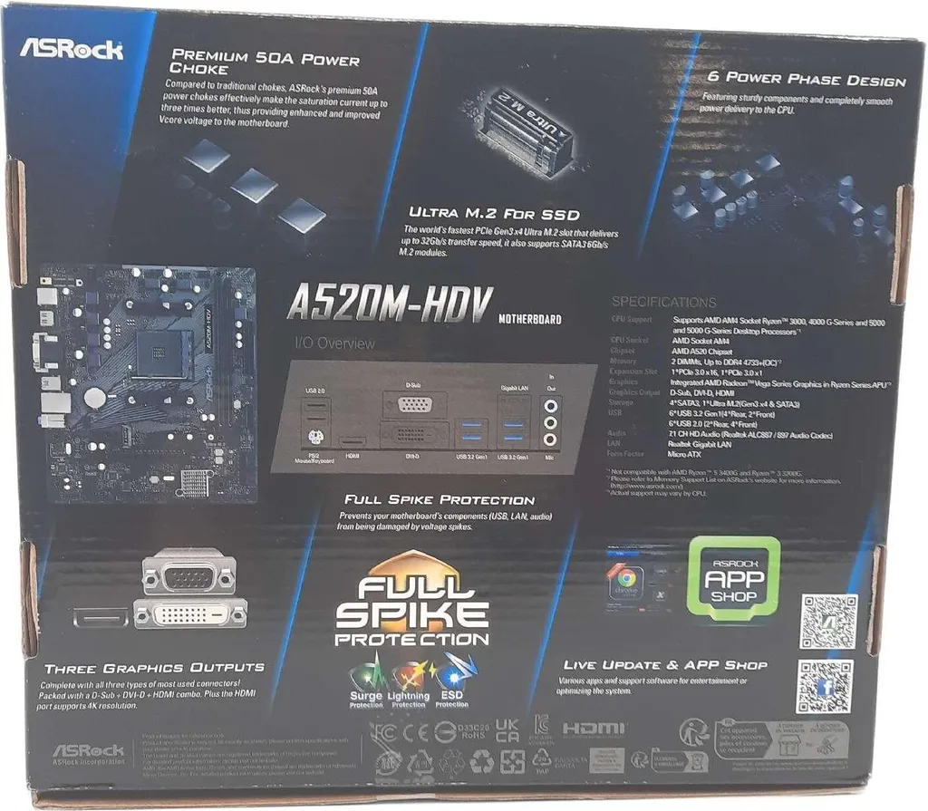 ASRock A520M-HDV - Scheda Madre Affidabile per Ufficio e Casa - 15