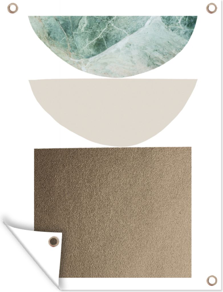 MuchoWow 90x120 cm Outdoor-Poster Gartendeko Sichtschutz Garten Poster für den Garten Geometrische Formen - Minimalismus - Pastell