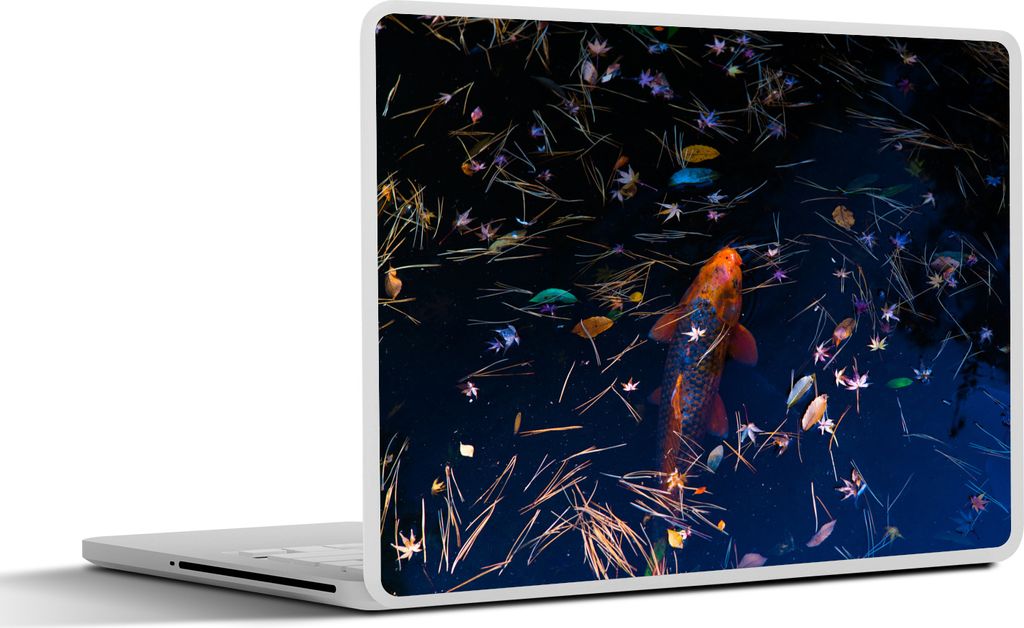 MuchoWow Laptop Aufkleber Sticker Cover Ein farbiger Koi-Karpfen in einem Teich 36.5x27.5 cm - Laptop-Sticker