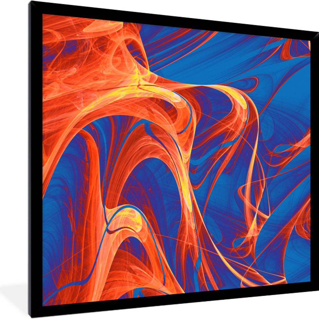 MuchoWow Gerahmtes Poster Kunst - Wellen - Farbe - Psychedelisch 40x40 cm - Poster mit Schwarzem Bilderrahmen Wandposter Rahmen Foto Bilder - Mit...