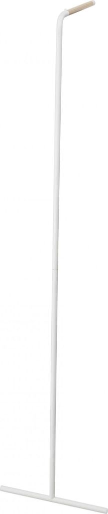 A white coat rack standing on a white background.