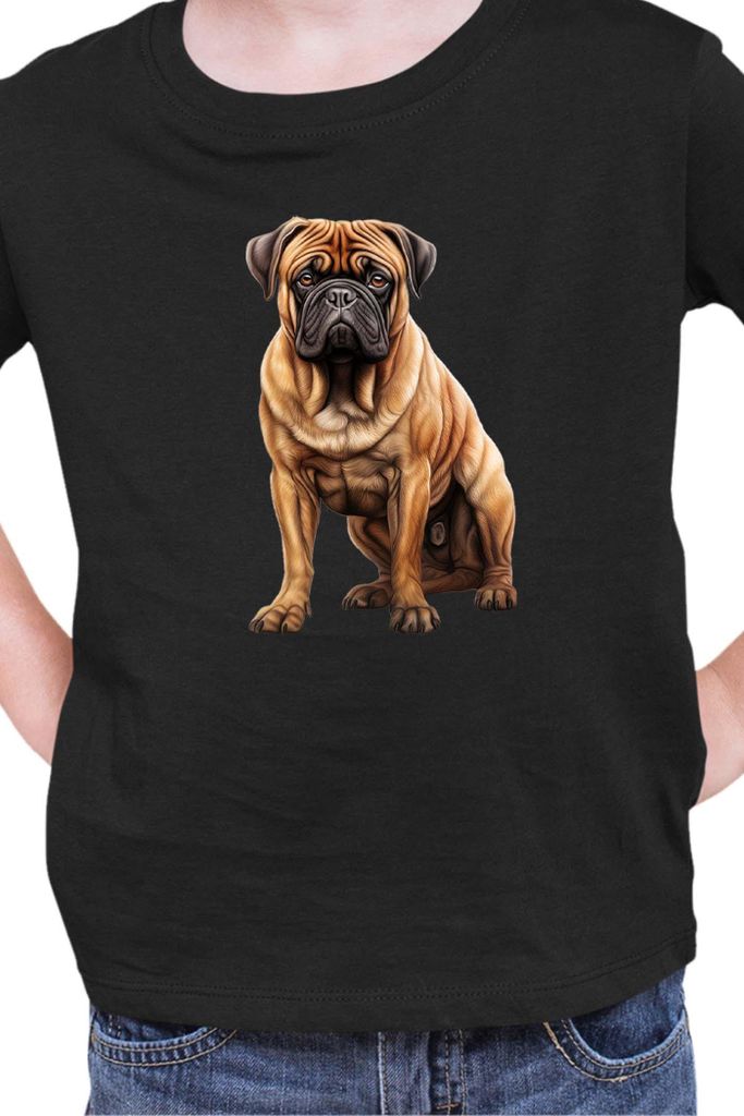 Kinder T-Shirt Dogs Breeds Bullmastiff Dog Breed 006, 7-8 Jahr - 128 / Schwarz