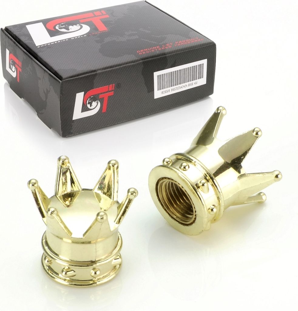 2X Ventilkappe Reifenventil Ventil Kappe Krone Gold Für Pkw Lkw Motorrad Quad