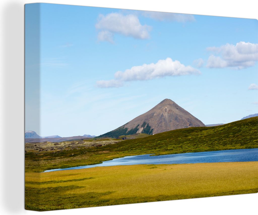 OneMillionCanvasses - Leinwandbilder - 140x90 cm, Vulkanische Landschaft in Island, Wandbilder Kunstdruck Wanddekoration - Foto auf Leinwand - Ge...