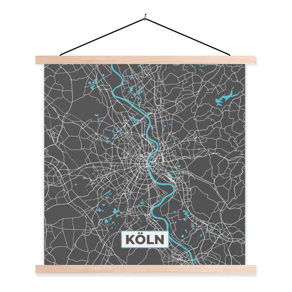 MuchoWow® Textilposter Köln - Stadtplan - Blau - Karte - Produktbild 