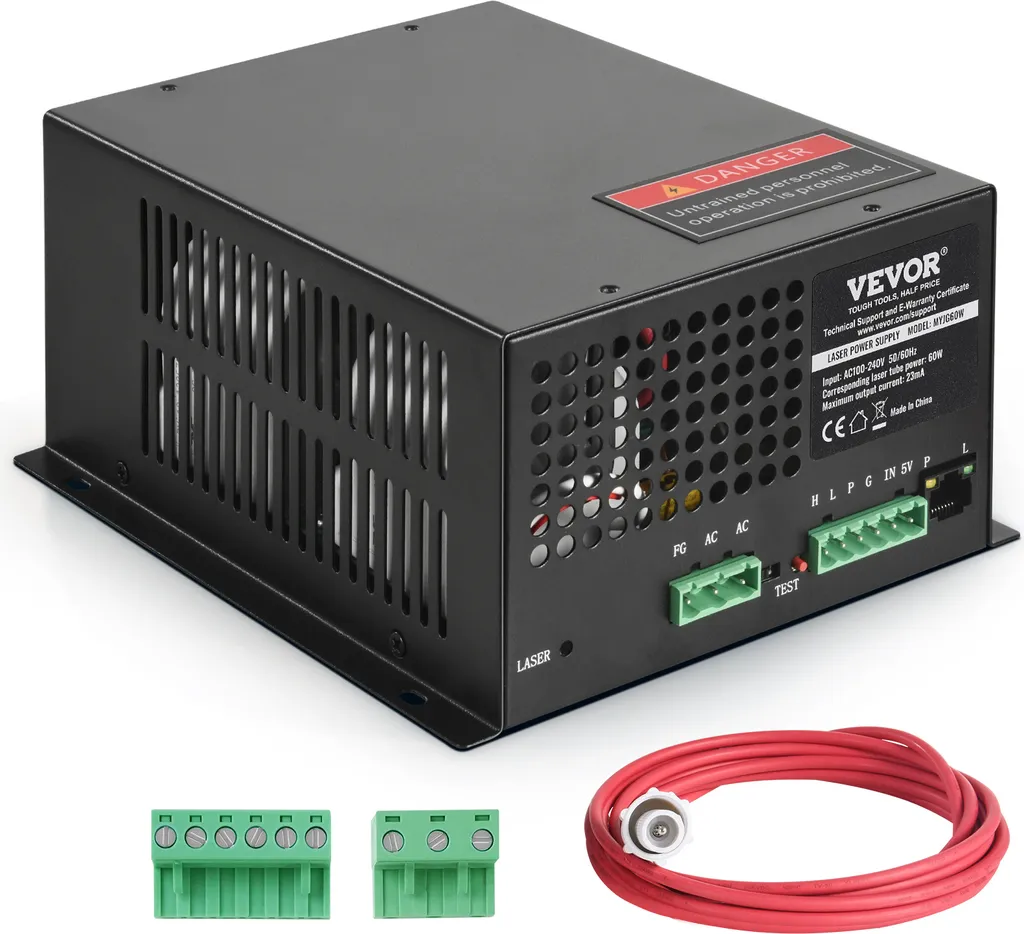 Alimentation Laser 60W CO2 - Dissipation Rapide et Sécurité à Vide