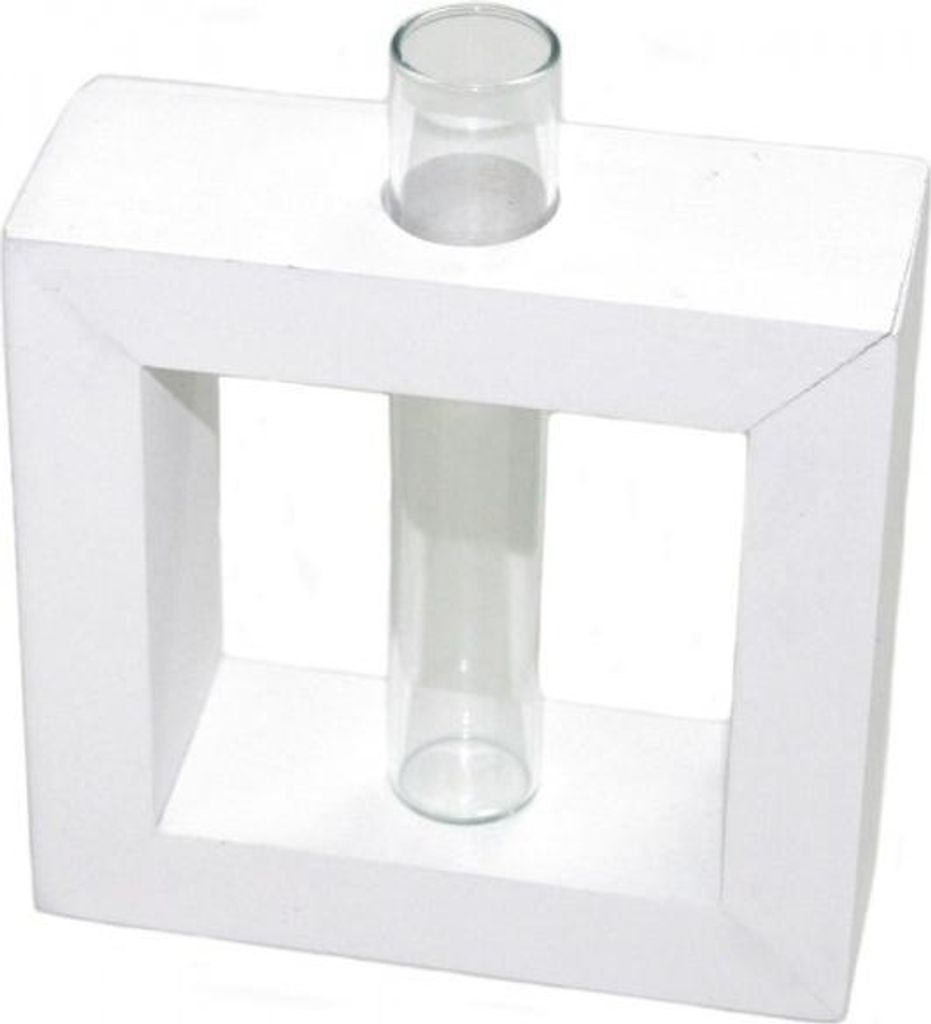 Design-Vase MELINDA aus Mangoholz mit Glas, in weiß, schwarz oder braun , Farbe:weiß