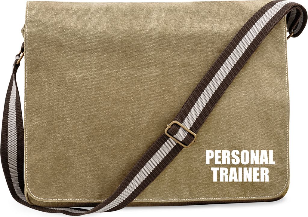 Huuraa Umhängetasche Personal Trainer Training 14 Liter Sahara Canvas Laptoptasche Geschenkidee
