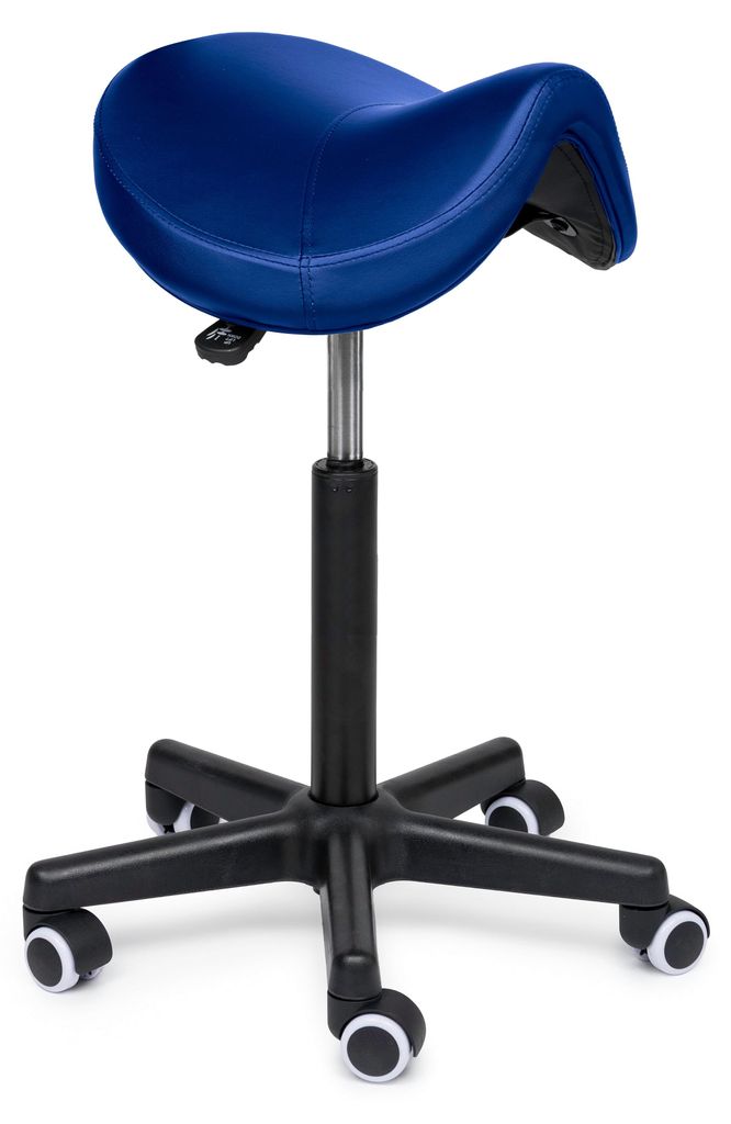 Premium Sattelhocker Blau Auf Räder - Standard (50-68cm) / ohne Fußstütze / Lagerräder