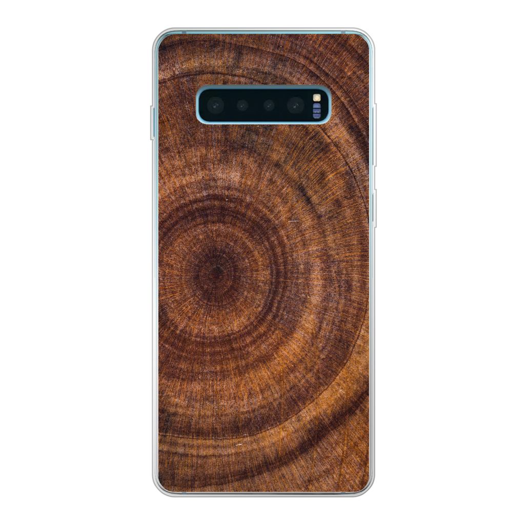 MuchoWow Handyhülle Schutzhülle Hülle für Samsung Galaxy S10 Lite Kreis - Holz - Ringe Silikon Softcase Handy Hülle - Schutz