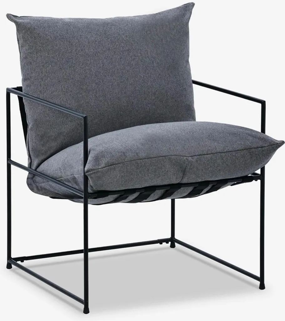 Siège de Salon Alaska Minimaliste Gris Foncé et Pieds en Métal Noir