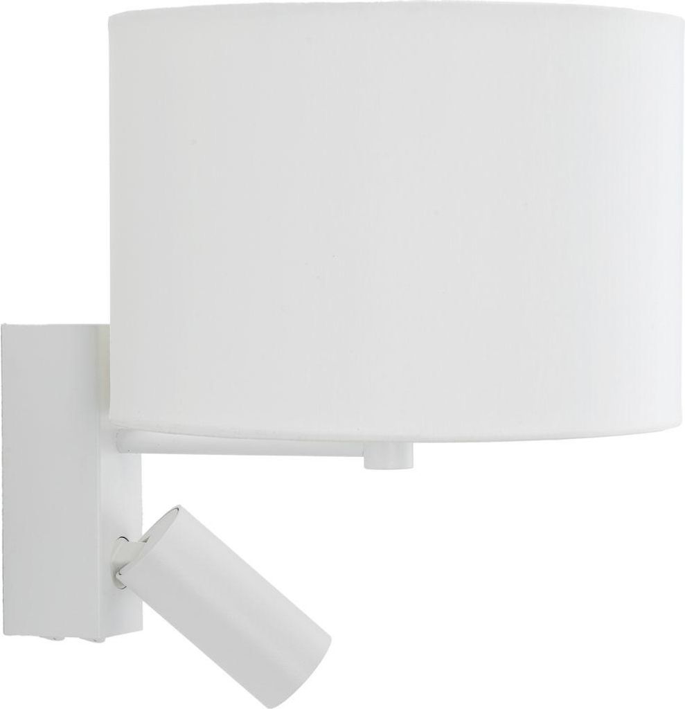 Wandleuchte Stoff Metall E27 H: 30 cm mit Schalter Weiß 2-flammig Modern Wandlampe
