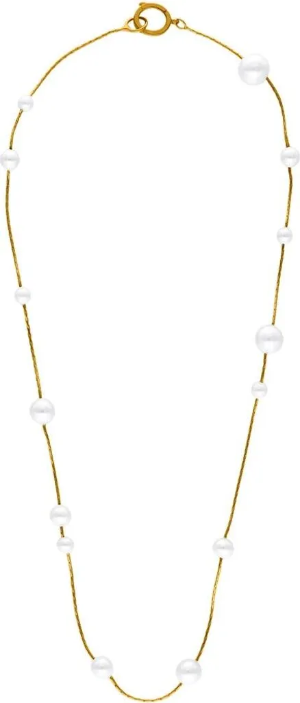 Collier Majorica Doré Anti-Ternissement - Bijou Perle Haute Qualité