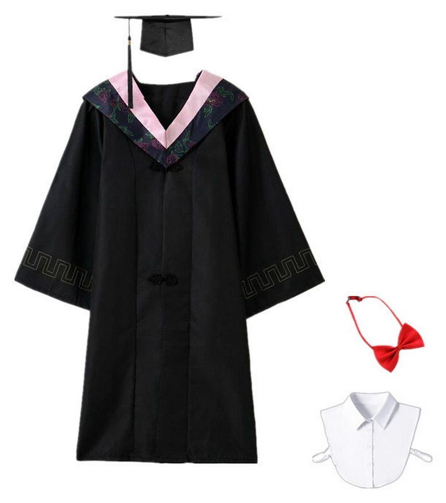 Unisex-Abschlusskleid mit matter Kappe, angedeutetem Hemdkragen und Krawatte – professionelle, formelle Kleidung für Bachelor-Absolventen (Gymna...
