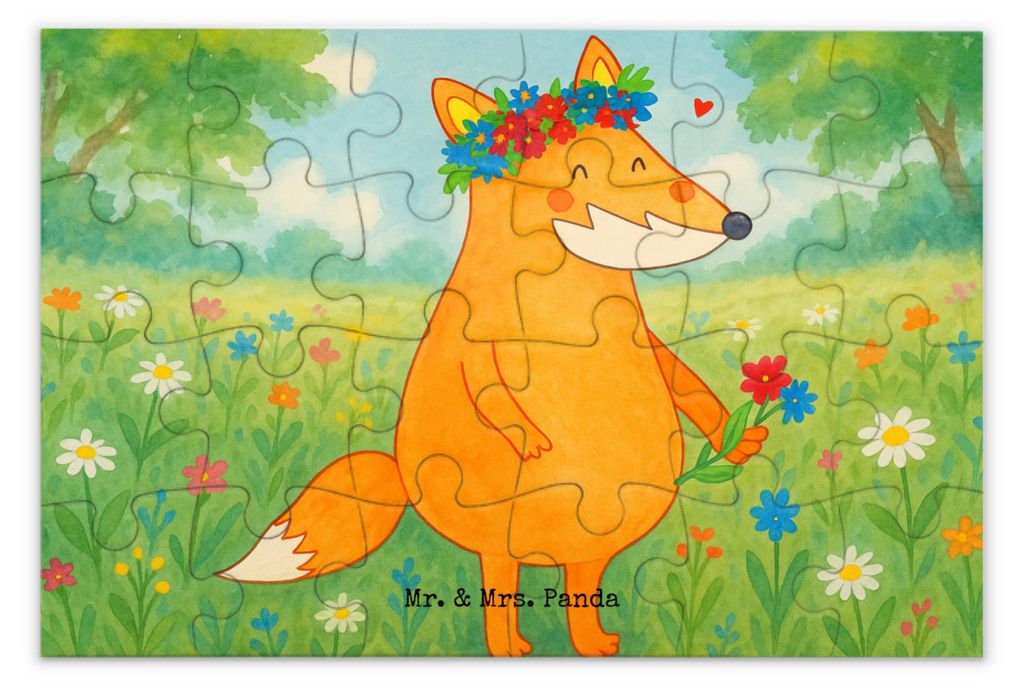 Mr. & Mrs. Panda Puzzle Fuchs Blumen Design 24 Teile - Weiß - Geschenk, Freundin, Legespiel, 1500, Blumenliebe, 1000, 500, Liebe, Blume, 300, Boho