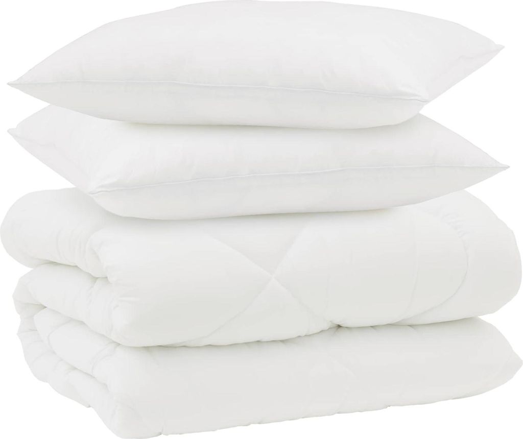 vidaXL Winterbettdecke mit Kissen 3 pcs Weiß Mikrofaser