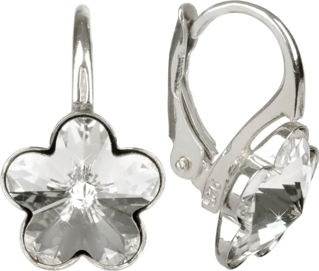 Boucles d'oreilles cristal fleuri pour fille en argent 925