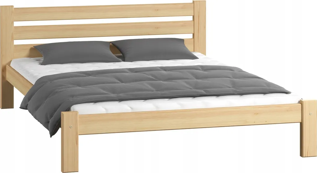 Lit simple en bois massif de pin 120x200 cm avec cadre robuste naturel