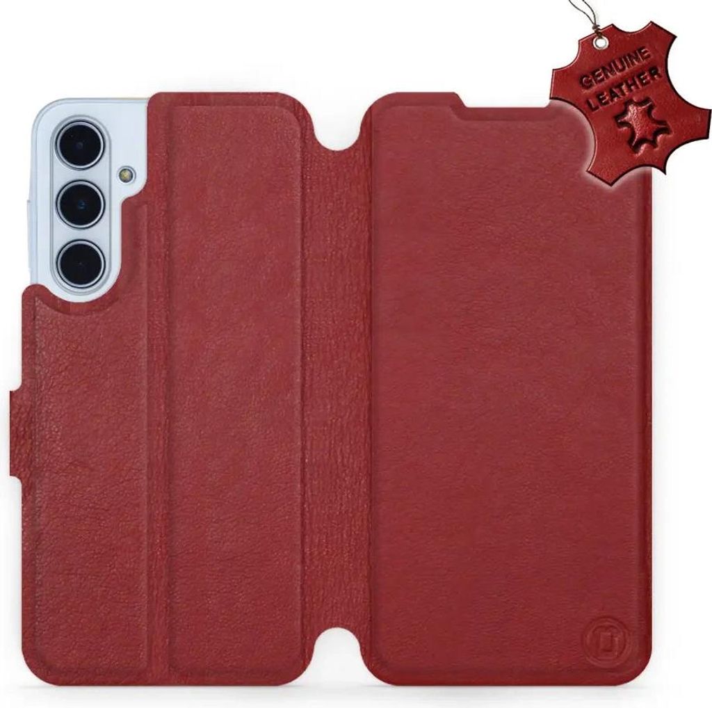 Echtleder Handyhülle für Galaxy M35 5G, Mobiwear Leather, Dunkelrot