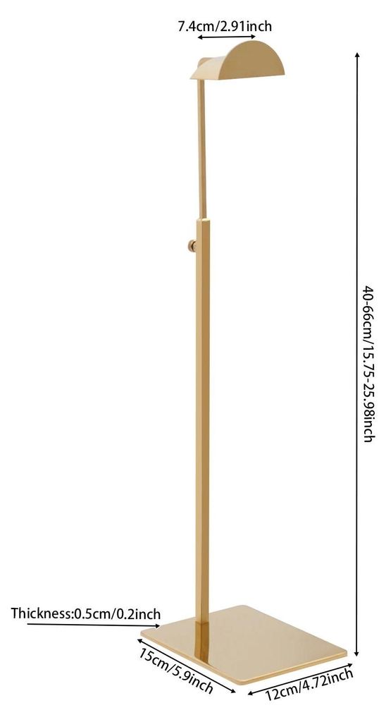 Handtaschenständer 6er-Set - Displayständer für Handtaschen - Höhenverstellbar - Kopf in D-Form - Freistehend - Kunststoff - Gold