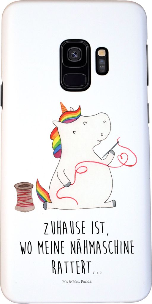 Mr. & Mrs. Panda Samsung Galaxy S9 Handyhülle Einhorn Näherin - Weiß - Geschenk, Smartphone Hülle, Basteln, Unicorn, Stricken, Freundin, Cover,...