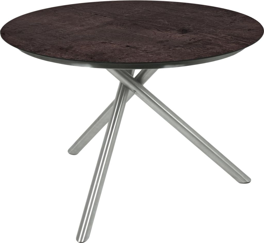 Gartentisch HENRIK rund Edelstahl Kunststoff Schwarz 110x110x75cm | Terrassentisch Wetterfest Outdoor Tisch