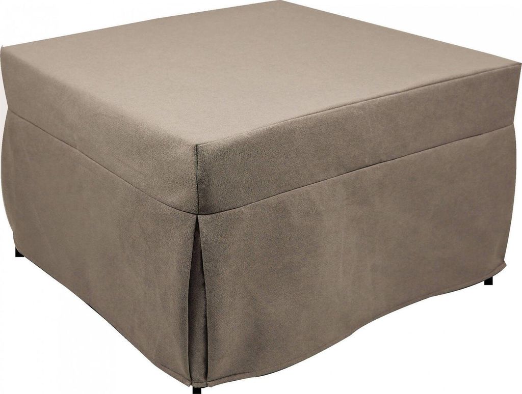 Puof in ein Einzelbett umwandelbar, Italy, Klappbett, Pouf aus abnehmbarem, platzsparendem Stoff für das Wohnzimmer, 78x78 / 195h45 cm, Taubengrau