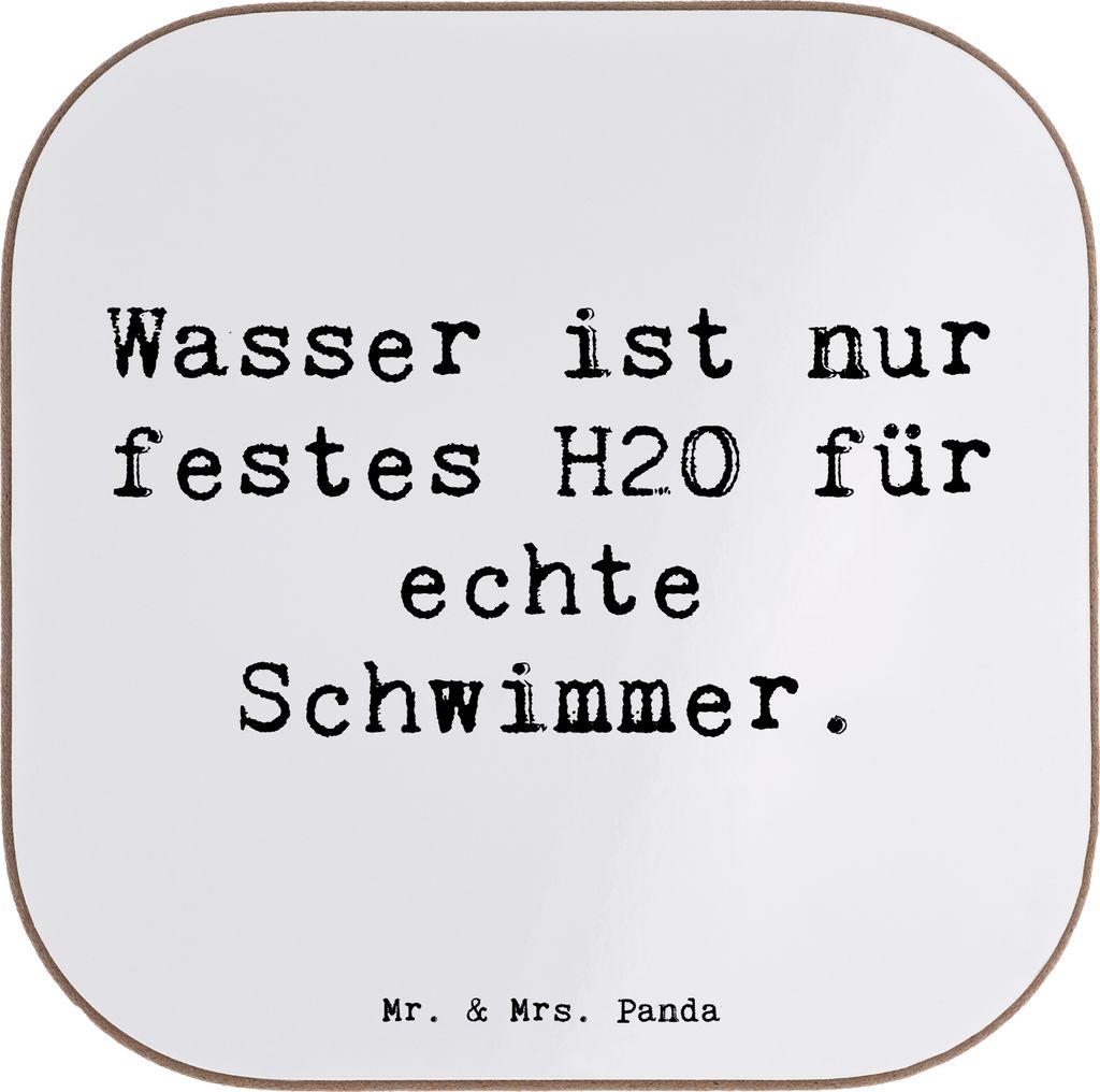 Mr. & Mrs. Panda Untersetzer Glas Spruch Schwimmen Abenteuer - Weiß - Geschenk, Teamsport, Coaster, Technik, Ausdauer, Tasse, gläseruntersetzer, ...