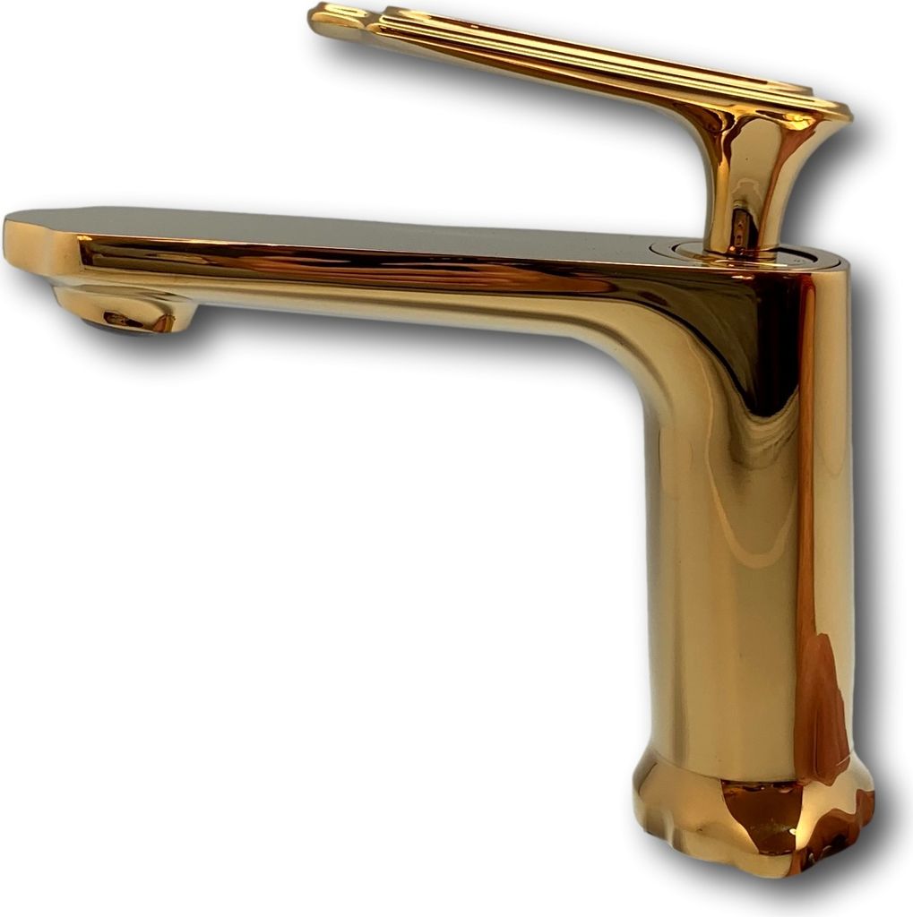 Luxus Badarmatur Wasserhahn Waschbecken Bad Badezimmer Exklusiv 24k Gold hochglanzpoliert aus Messing - Italy