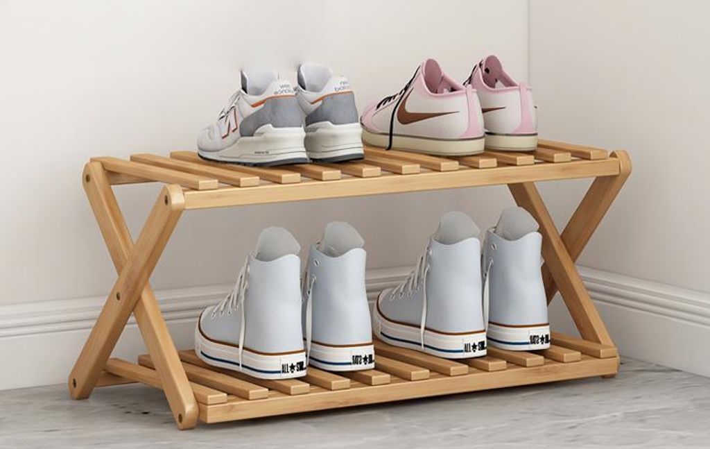 Stojak Bambusowy Na Buty Składany 23X25X50Cm Drewniany Zdjęcie produktu 