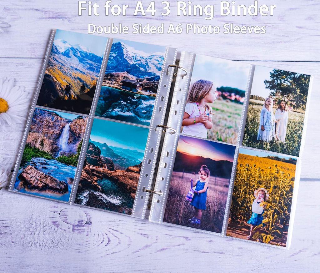 Transparente Fotohüllen für A4 Ringordner - 30 Stück - Doppelseitig - Für Fotos und Postkarten