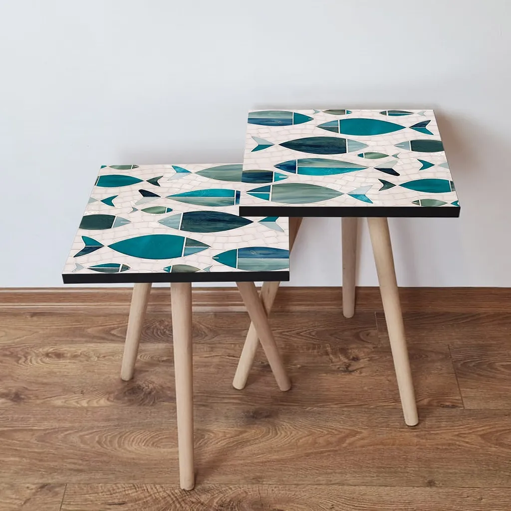 Skye Decor, 2Shp269 - Green, tavolino (2 pezzi), verde, 100% MDF, 35 x 35 x 47 cm