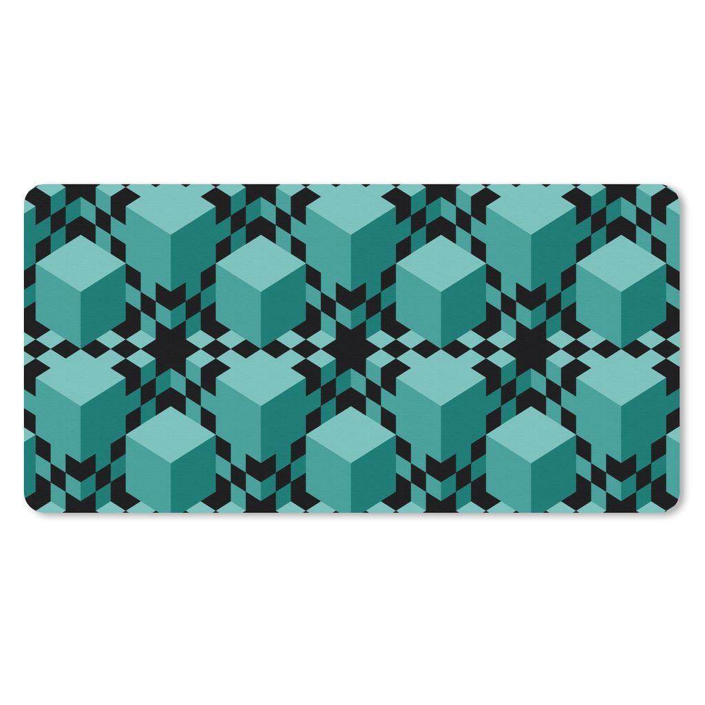 MuchoWow Schreibtischunterlage 3D - Blöcke - Muster 80x40 cm - XXL Mauspad - Gaming Mauspad