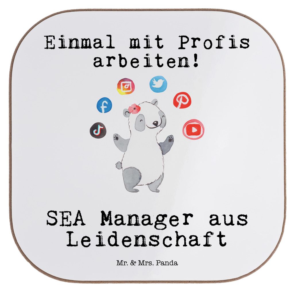 Mr. & Mrs. Panda Tassenuntersetzer SEA Manager Leidenschaft - Weiß - Geschenk, Coaster, Suchmaschinenmarketing, Suchmaschinenwerbung, gläserunter...