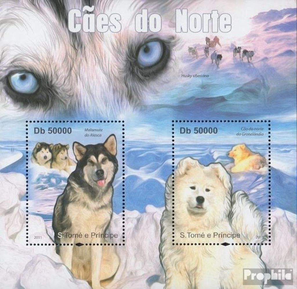 Briefmarken Sao Tome e Principe 2011 Mi Block 841 (kompl. Ausgabe) postfrisch Nordische Hunde.