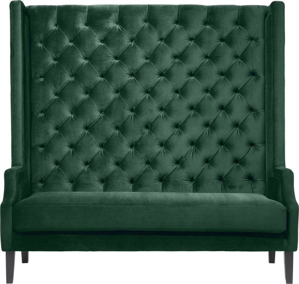 Casa Padrino Luxus Hochlehnsofa Dunkelgrün / Schwarz 160 x 68 x H. 160 cm - Chesterfield Samtsofa - Chesterfield Möbel