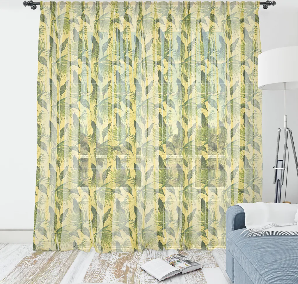 Grande Décoration Murale Tropicale en Tissu Satiné Vert Olive 274x274cm
