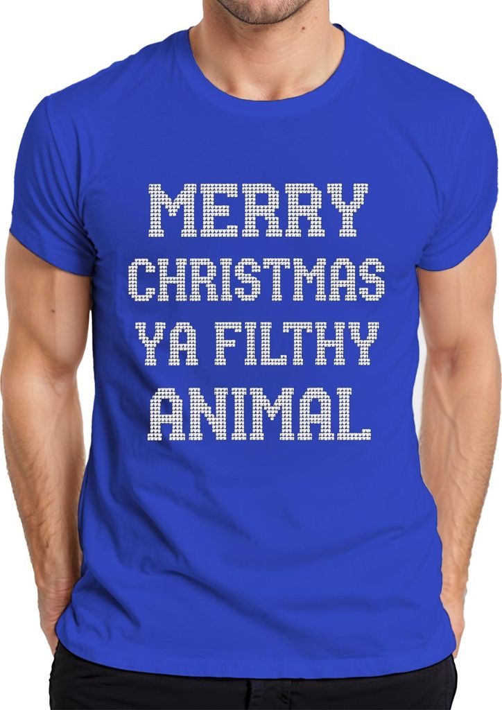 Merry Christmas Ya Filthy Animal lustig Weihnachten Geschenk Herren T-Shirt, Blau, 3XL